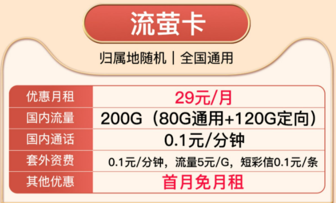 有沒有首月免月租的流量卡套餐？電信純流量29元通用套餐介紹