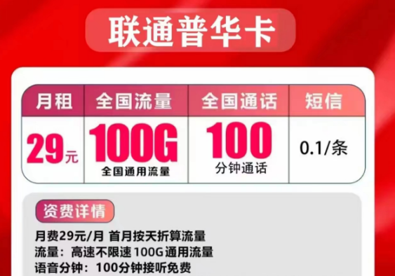 聯(lián)通的流量手機卡好用嗎？聯(lián)通普華卡29元=100G通用流量+100分鐘免費通話