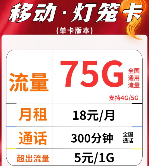 移動流量卡單卡、副卡套餐介紹|移動燈籠卡、和家卡|18元、28元月租