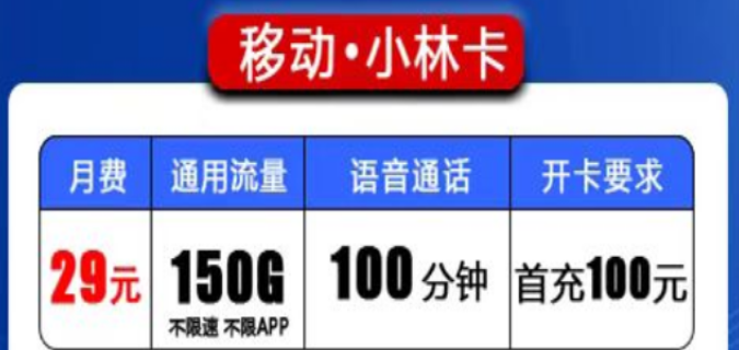 移動流量卡會有都是純通用流量的嗎？移動小林卡、森林卡|150G、200G純通用流量|+100分鐘免費(fèi)通話