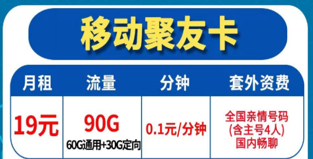 移動流量卡的優(yōu)點|移動聚友卡19元90共倫理+3個親情號+0.1元/分鐘